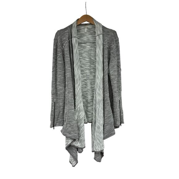 Free People In The Loop Open Front French Terry Cardigan Gray Grey Women’s M - Picture 1 of 8